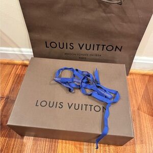 Louis Vuitton Brown Box with Blue Ribbon Accent